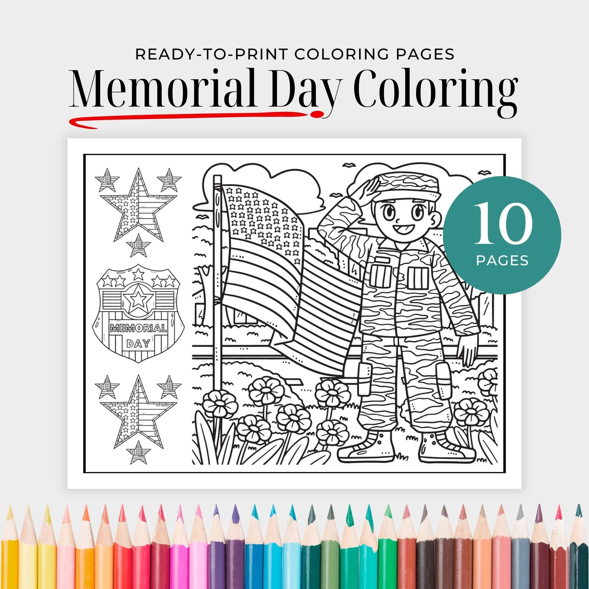 Memorial Day Coloring Pages for Kids - 10 Patriotic Printable Sheets ...
