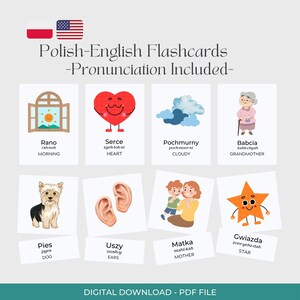 Polish First Words Flashcards With English Translations – 72 Bilingual ...