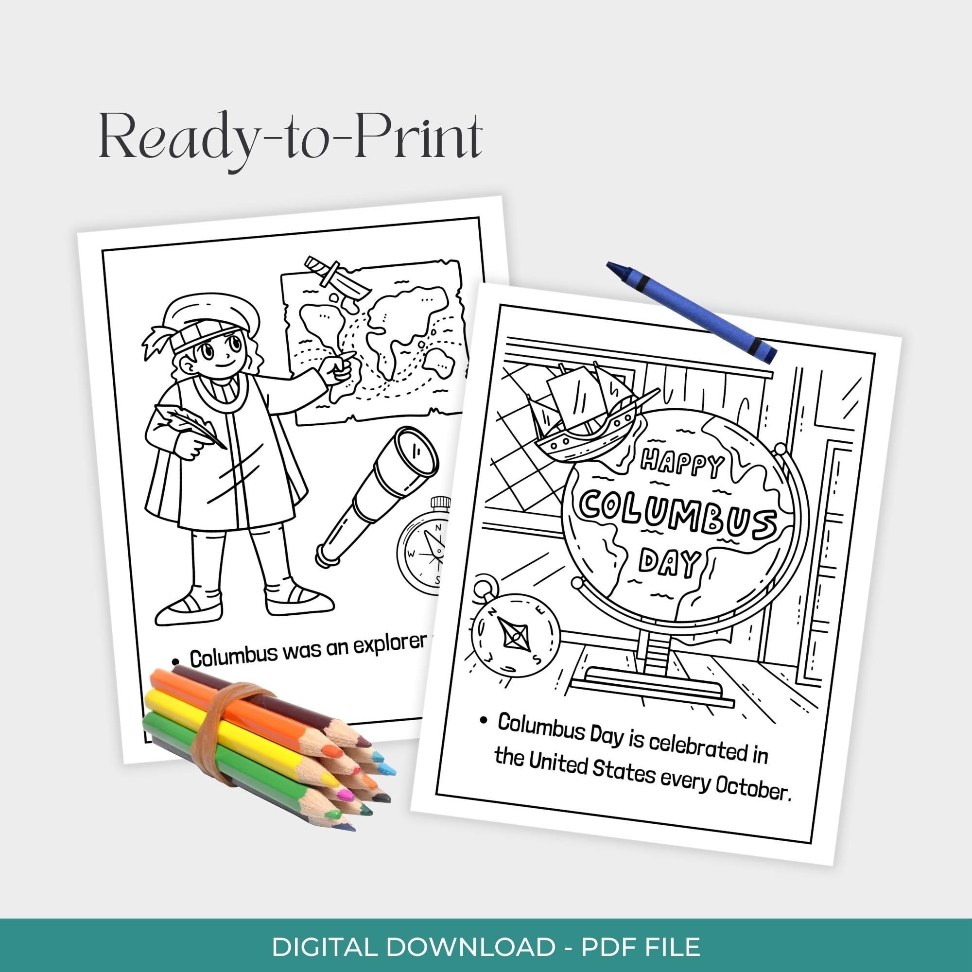 Columbus Day Coloring Pages With Fun Facts | 15 Printable Educational ...