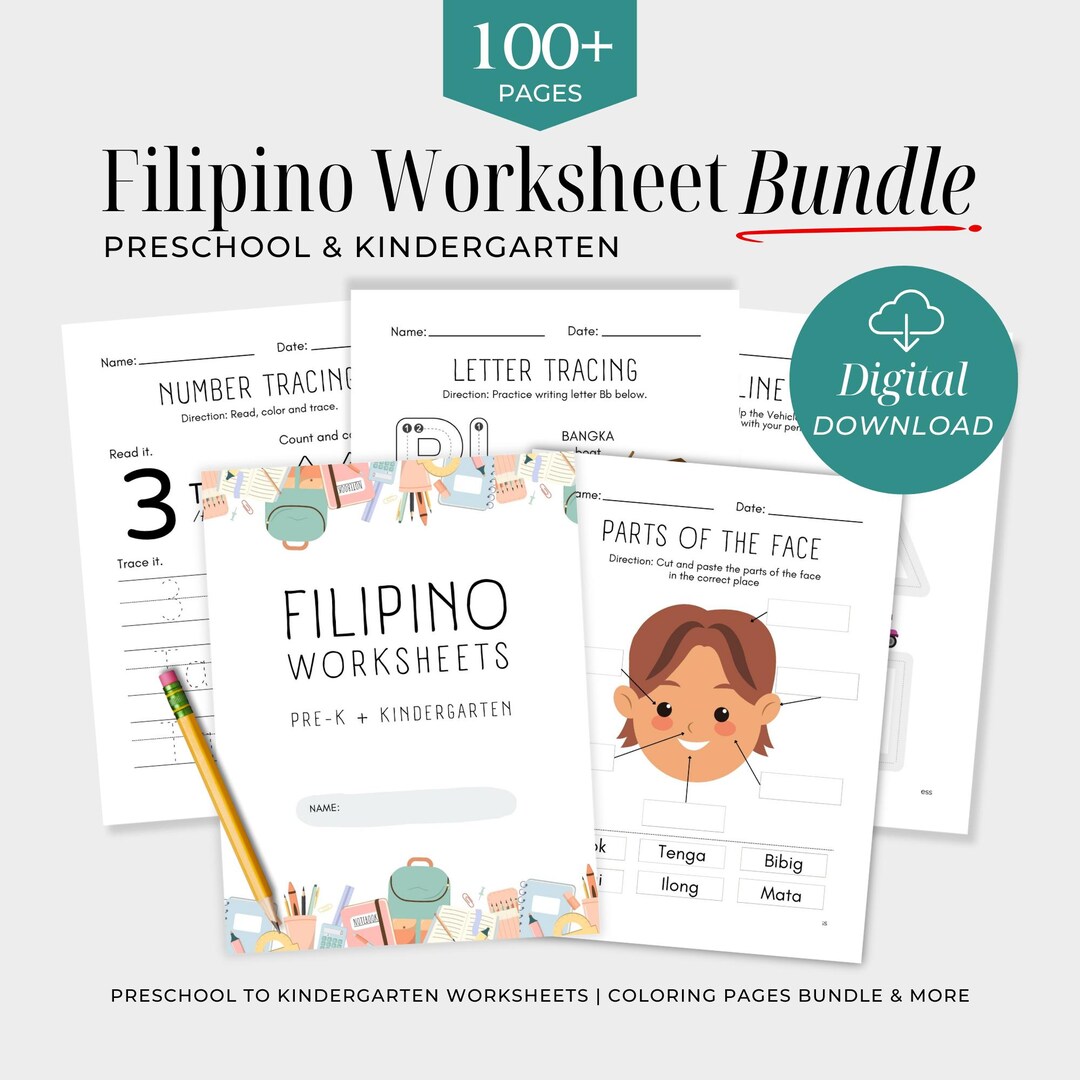Filipino Worksheet Bundle – Preschool & Kindergarten Homeschool ...