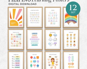 Philippinische Lernposter für Kinder – 12 druckbare Lernposter | Digitaler Download für Kinderzimmer, Arbeitszimmer & Wanddeko