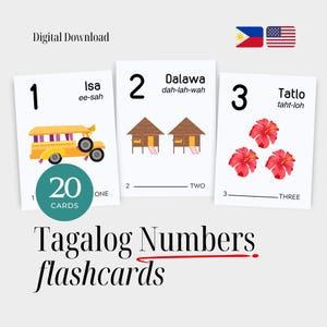 Filipino Numbers 1-20 Flashcards for Kids | Tagalog with English Translation | Printable Digital Download for Homeschool & Classroom