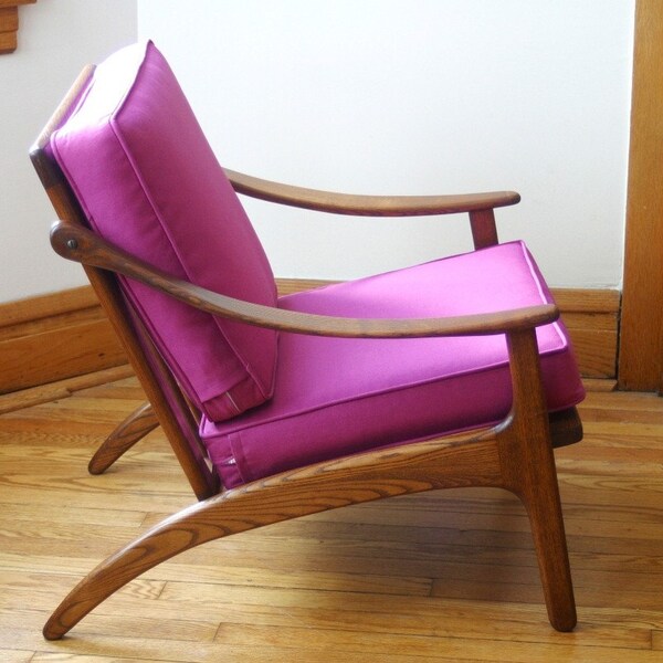 Vintage Lounger Recovered in Raspberry