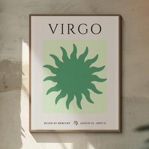 Virgo Zodiac Digital Print – Astrology Wall Art, Minimalist Horoscope Poster, Virgo Season Home Décor, Printable Zodiac Sign Artwork