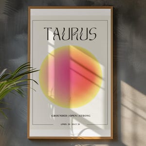 Taurus Zodiac Digital Print – Astrology Wall Art, Minimalist Horoscope Poster, Taurus Season Home Décor, Printable Zodiac Sign Artwork