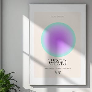 Virgo Zodiac Digital Print – Astrology Wall Art, Minimalist Horoscope Poster, Virgo Season Home Décor, Printable Zodiac Sign Artwork