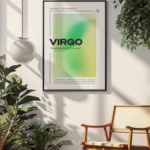 Virgo Zodiac Digital Print – Astrology Wall Art, Minimalist Horoscope Poster, Virgo Season Home Décor, Printable Zodiac Sign Artwork