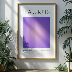 Taurus Zodiac Digital Print – Astrology Wall Art, Minimalist Horoscope Poster, Taurus Season Home Décor, Printable Zodiac Sign Artwork
