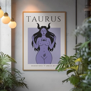 Taurus Zodiac Digital Print – Astrology Wall Art, Minimalist Horoscope Poster, Taurus Season Home Décor, Printable Zodiac Sign Artwork