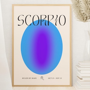 Scorpio Zodiac Digital Print – Astrology Wall Art, Minimalist Horoscope Poster, Scorpio Season Home Décor, Printable Zodiac Sign Artwork