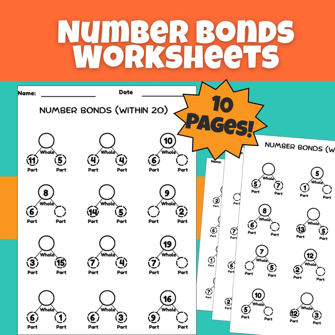 Number Bonds Worksheets (within 20) | Kindergarten & 1st Grade Math ...