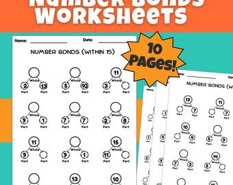 Number Bonds Worksheets (Within 10-15) | Kindergarten & 1st Grade Math (PDF) | Part A