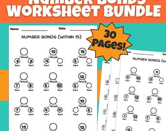 Number Bonds Worksheets Bundle | Kindergarten & 1st Grade Math (PDF)