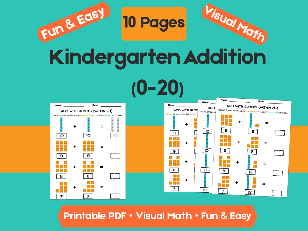 Kindergarten Addition Worksheets | Add Within 20 | No-prep Math ...