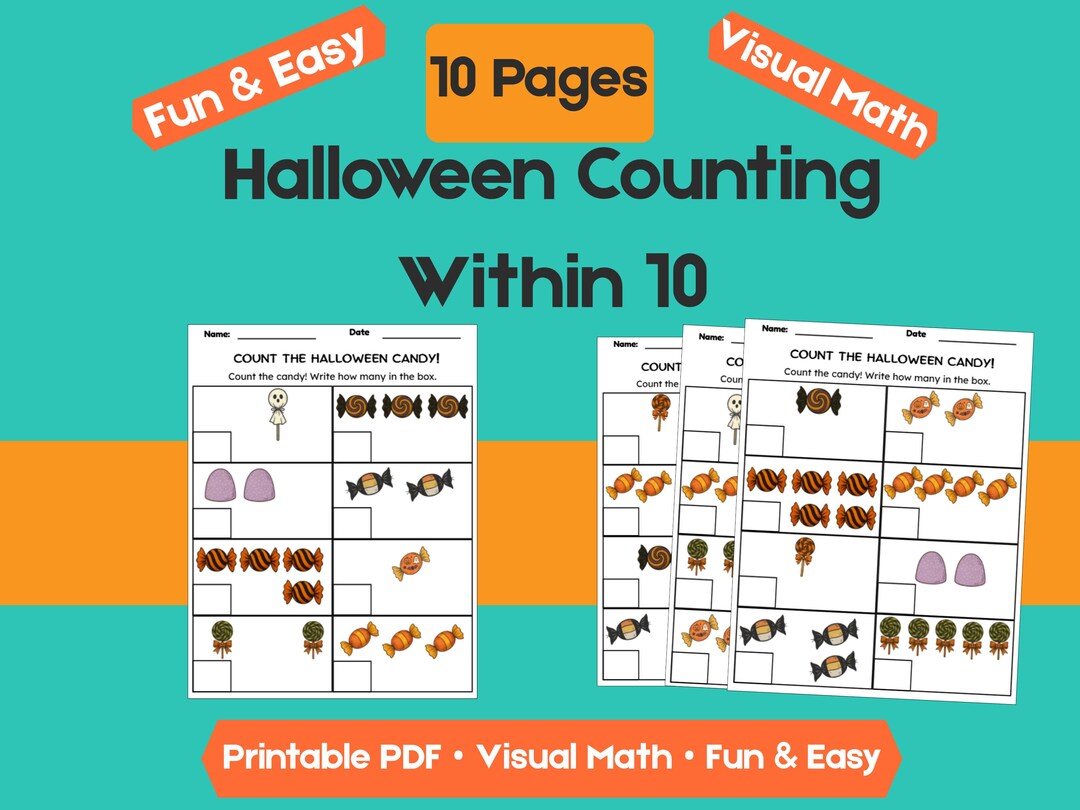 Preschool & Kindergarten Halloween Math: 10 Pages of Counting Fun for ...
