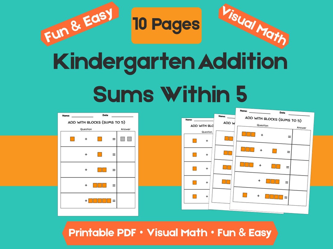 Kindergarten Addition Worksheets | Sums Within 5 | No-prep Math ...