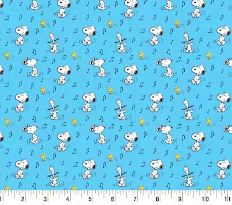 Snoopy Music Fabric 100% Cotton - Etsy
