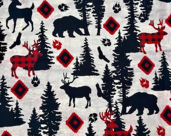 Forest Animals Fabric 100% Cotton Fabric