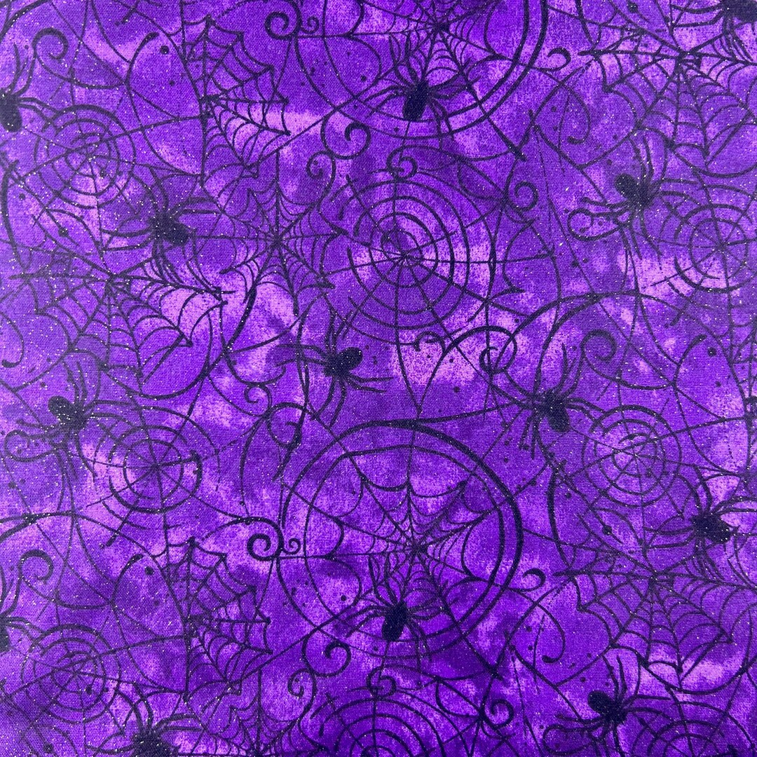 Halloween Purple Glitter Spider Web Fabric 100% Cotton Fabric - Etsy