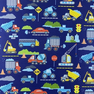 Construction Vehicles Fabric 100% Cotton Fabric