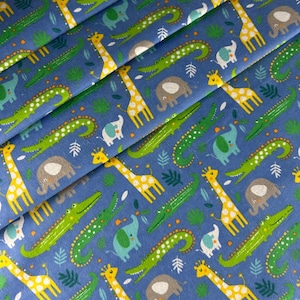 Tissu 100 % flanelle de coton avec les animaux du zoo