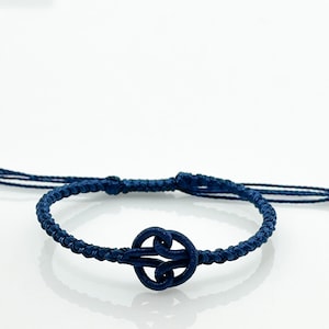 Handmade cord Adjustable Bracelet Symbolic knot Protection Tibetan Buddhist Bracelet gift for her/him Navy