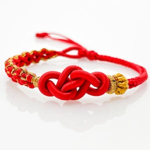 Handmade red cord protection bracelet Adjustable Buddhist lucky knots bracelet dainty spiritual gift for  her