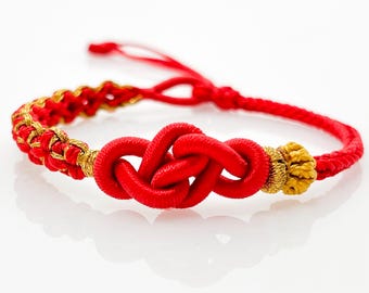 Ruyi Wish Knot Bracelet, Traditional Good Fortune Amulet, Handmade Protection Jewelry, Symbolic Blessing Gift