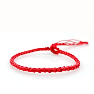 Unisex Red Buddhist Bracelet Protection  Thin Tibetan Handwoven Bracelet Lucky knot