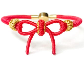 Handwoven Butterfly Knot Bracelet – Chinese Good Fortune Cord, Copper Clasp
