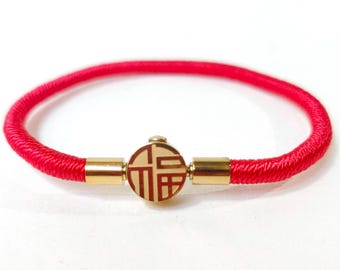 Wrapped Thread Bracelet, Meaningful Enduring Devotion Gift, Unisex Hand-Woven Fu Buckle Jewelry