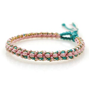 Floral Knot Bracelet Handwoven Symbolic Friendship Adjustable Bracelet Good luck for her