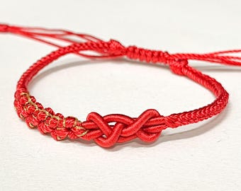 Red Lucky String Bracelet, Minimalist Protection Jewelry, Friendship Gift for Her, Adjustable Rope