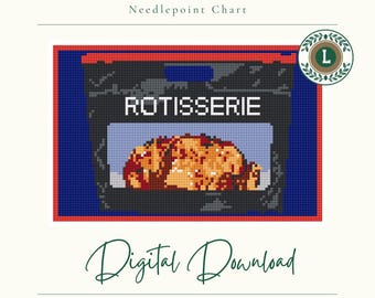Costco Rotisserie Chicken Needlepoint Chart | Pop Culture Food Icon | Digital PDF