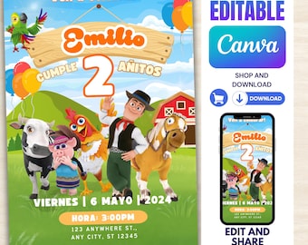 Editable Zenon's Farm Invitation | Digital Birthday Invitation | Kids Birthday Digital Template