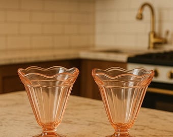 Vintage Pink Glass Dessert Cups - KIG Indonesia Set of 2