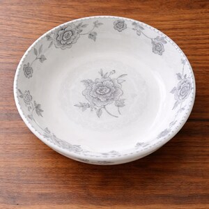 Set of 4 Chinese Porcelain Bowls | Grey Floral Pattern | Vintage Style Transferware
