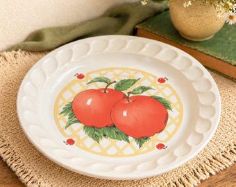 Vintage Himark Farmer’s Market Apple Pie Plate – Scalloped Ceramic Dish