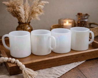 Federal Glass Moonglow Iridescent Mugs (Set of 4) | Mid Century Kitchen