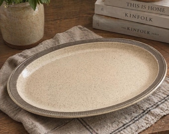 Poole Pottery Broadstone Oval Platter | 1970s Stoneware Serving Dish | Mid Century Farmhouse Decor