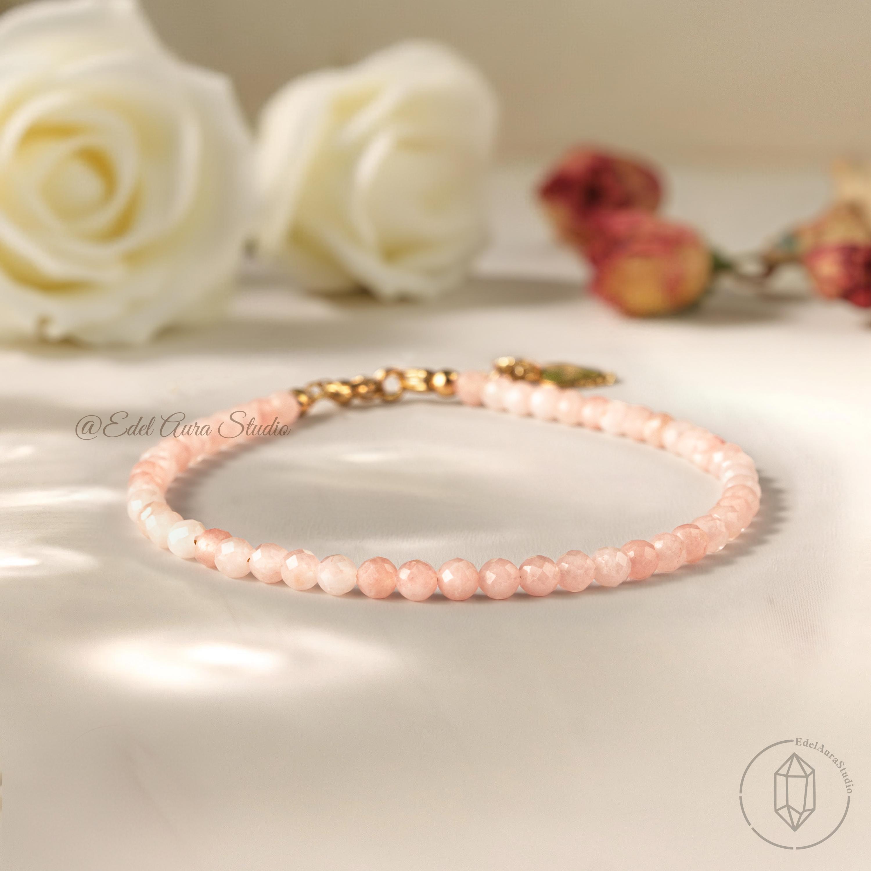 Bracelet Plaqué Or 'Cléopatra' quartz rose doré - 18 cm 10x7 mm [Q8465