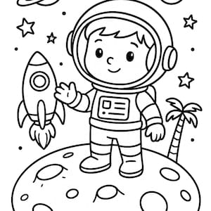 Printable Astronaut Coloring Page for Kids – Instant Digital Download Activity Sheet