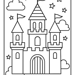 Printable Fairy Tale Castle Coloring Page for Kids – Instant Digital Download Activity Sheet