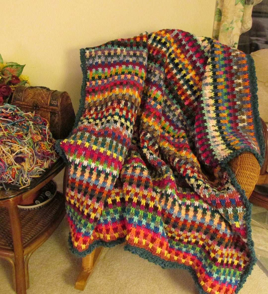 Easy Drop Stitch Crochet Afghan Pattern by Skerin Addictive - Etsy