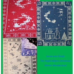 3 Weihnachten/Winter Doppelstrickmuster Vintage: Santa & Schlitten, Winterwunderland, Nacht vor Weihnachten