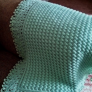 Mary Liz Warm & Lacy Reversible Baby Afghan Crochet Pattern by Skerin