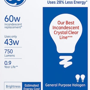 GE 60W Crystal Clean (43W verwendet) A19 Glühbirnen Multi Pack