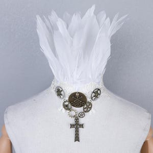 White Feather Collar – Bridal Feather Neckpiece, Wedding Feather Scarf, Costume Feather Neck Wrap, Swan & Angel Costume Accessory