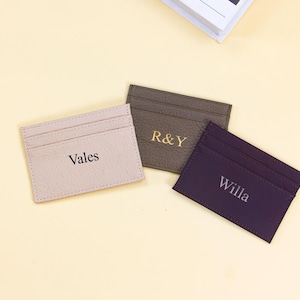 Genuine Leather Card Holder · Monogram Credit Card Wallet · Personalized Wedding Gift · Custom Initials · Corporate Gifts