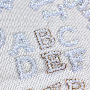 pearl letter patches, A-Z Rhinestone Alphabet Patch,Iron-On Letter Patch,Pearl rhinestone letter patch,DIY Clothing Decorative Decals